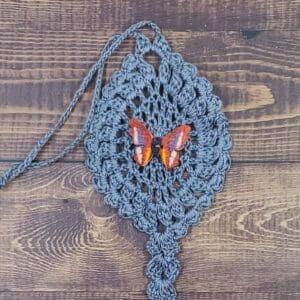 Red Multicolor Butterfly on Gray Flutter Charm