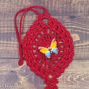 Watercolor Rainbow Butterfly on Red Flutter Charm