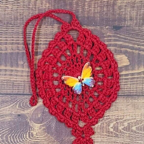 Watercolor Rainbow Butterfly on Red Flutter Charm