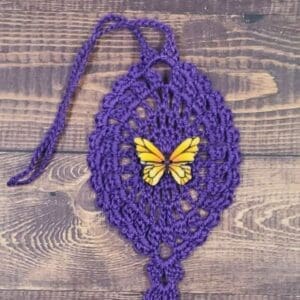 Yellow Butterfly on Purple Flutter Charm