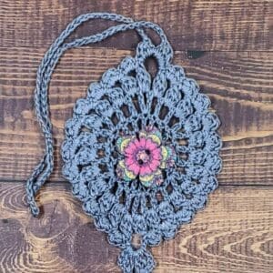 Magenta and Geometric Flower on Gray Flutter Charm