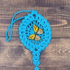 Yellow Butterfly on Turquoise Flutter Charm