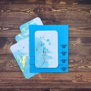 Blue with Metallic Accents Design Handmade Card & Envelope Set