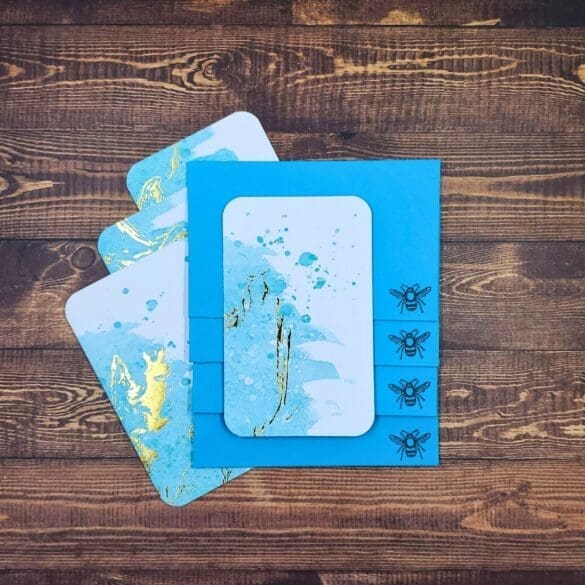Blue with Metallic Accents Design Handmade Card & Envelope Set