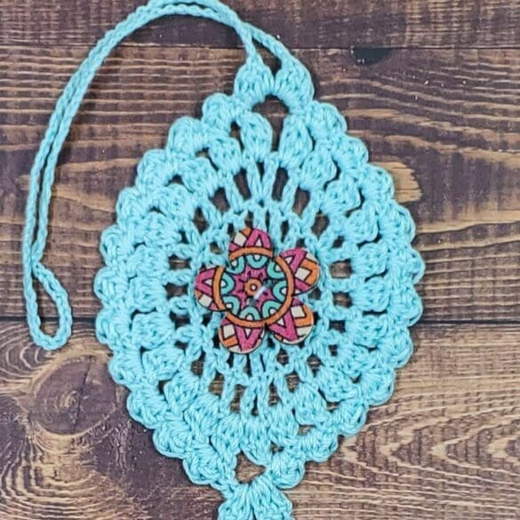 Geometric V Flower on Pastel Teal Bloom Charm