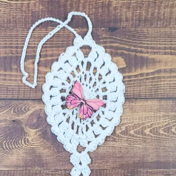 Pink Butterfly on White Flutter Charm