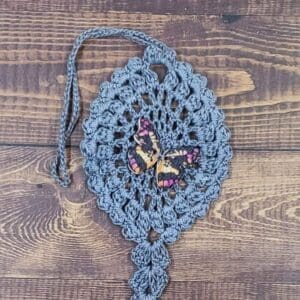 Magenta and Black Butterfly on Gray Flutter Charm