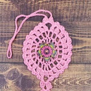 Magenta and Geometric Flower on Pastel Pink Bloom Charm