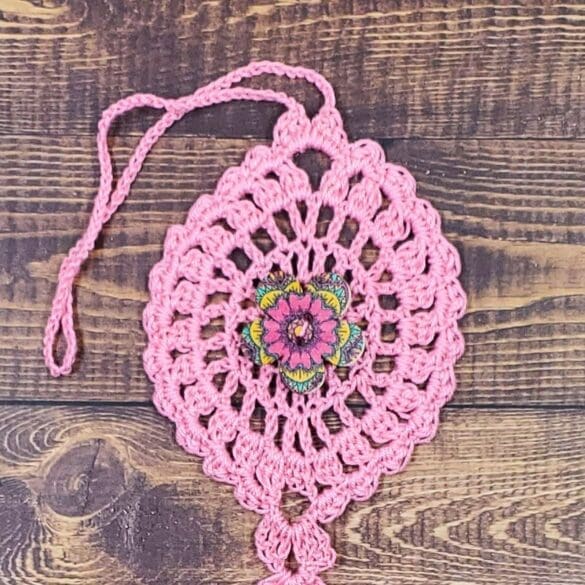 Magenta and Geometric Flower on Pastel Pink Bloom Charm