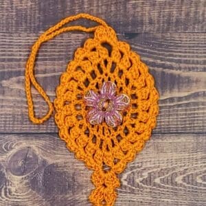 Pink Orchid Flower on Orange Bloom Charm