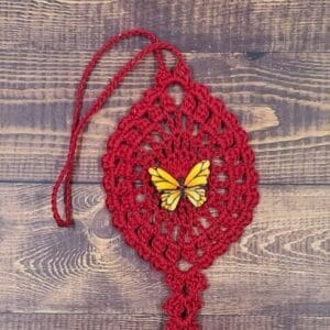 Yellow Butterfly on Red Flutter Charm