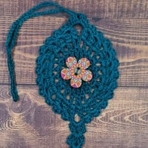 Southwest Pink Flower on Peacock Green Bloom Charm