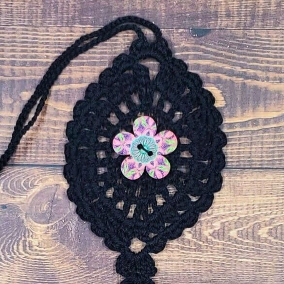 Trippy Flower on Black Bloom Charm
