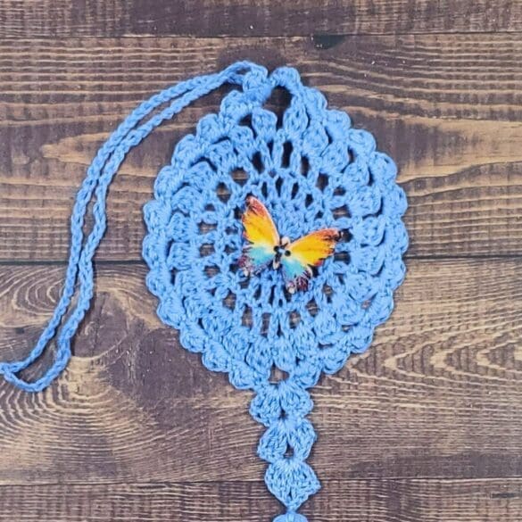 Watercolor Rainbow Butterfly on Cornflower Blue Flutter Charm