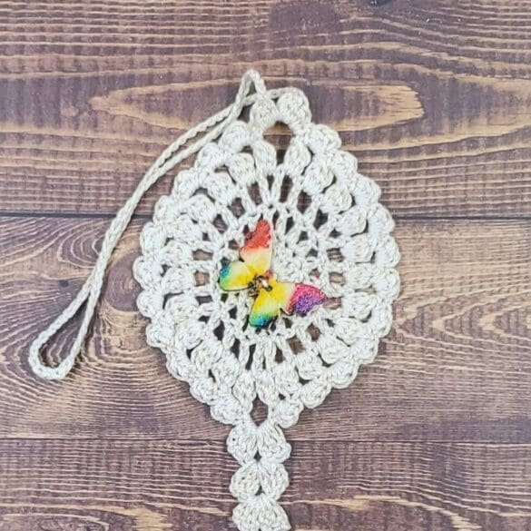 Rainbow Butterfly on Natural Flutter Charm