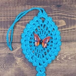 Red Multicolor Butterfly on Turquoise Flutter Charm