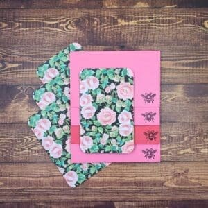 Pink Roses Design Handmade Card & Envelope Set