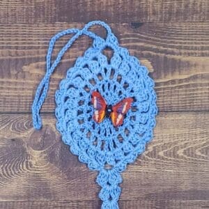 Red Multicolor Butterfly on Cornflower Blue Flutter Charm