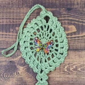 Kaleidoscope Butterfly on Sage Green Flutter Charm