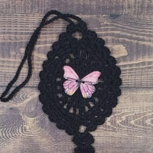 Pink Butterfly on Black Flutter Charm