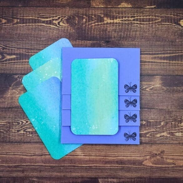 Blue and Green Watercolor Design Handmade Card & Envelope Set