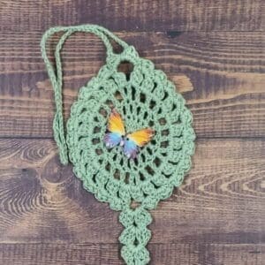 Watercolor Rainbow Butterfly on Sage Green Flutter Charm