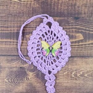 Lime and Magenta Butterfly on Pastel Purple Flutter Charm