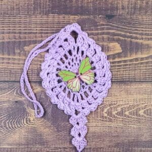 Green and Pink Butterfly on Pastel Purple Flutter Charm