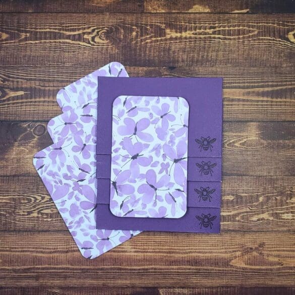 Purple Butterflies Design Handmade Card & Envelope Set