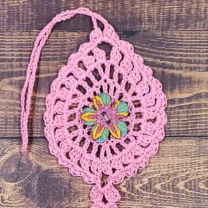 Magenta and Leaves Flower on Pastel Pink Bloom Charm