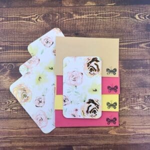 Roses with Metallic Accents Design Handmade Card & Envelope Set