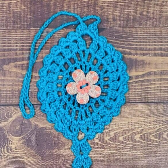 Vintage Flower on Turquoise Bloom Charm