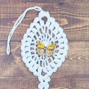 Yellow Butterfly on White Flutter Charm