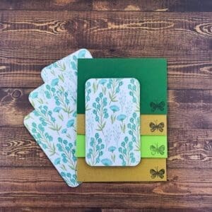Teal Flowers Design Handmade Card & Envelope Set