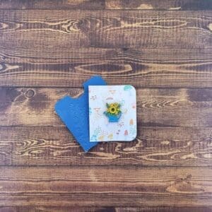 Blue Watering Can with Sunflowers Enamel Pin