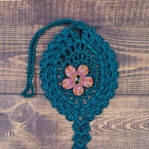 Pink Orchid Flower on Peacock Green Bloom Charm