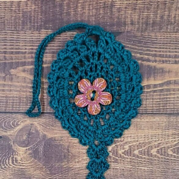 Pink Orchid Flower on Peacock Green Bloom Charm