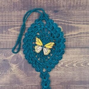 Yellow Butterfly on Peacock Green Flutter Charm
