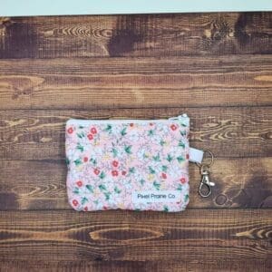 Ditzy Pink Garden Keychain Wallet