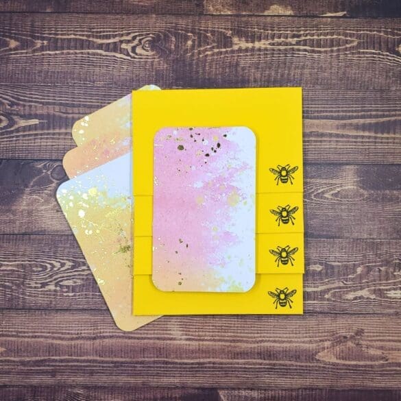 Yellow with Metallic Accents Design Handmade Card & Envelope Set