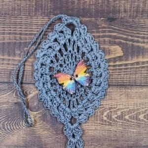 Watercolor Rainbow Butterfly on Gray Flutter Charm