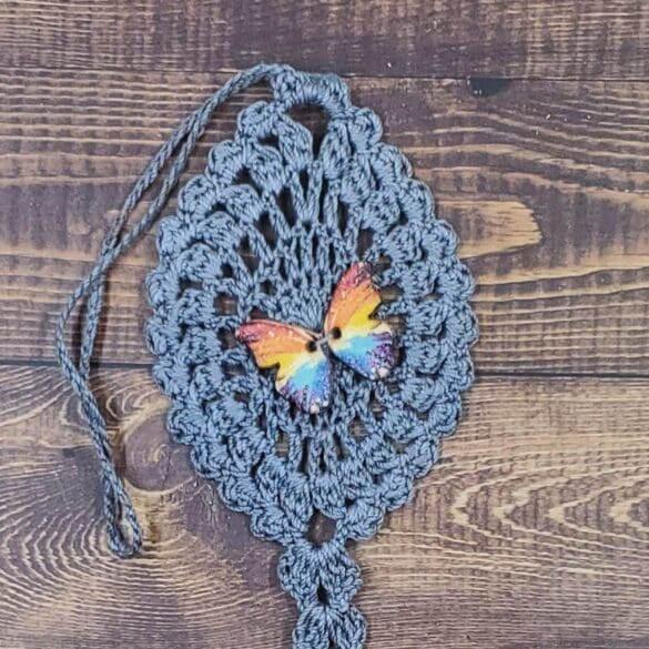 Watercolor Rainbow Butterfly on Gray Flutter Charm