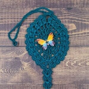 Watercolor Rainbow Butterfly on Peacock Green Flutter Charm