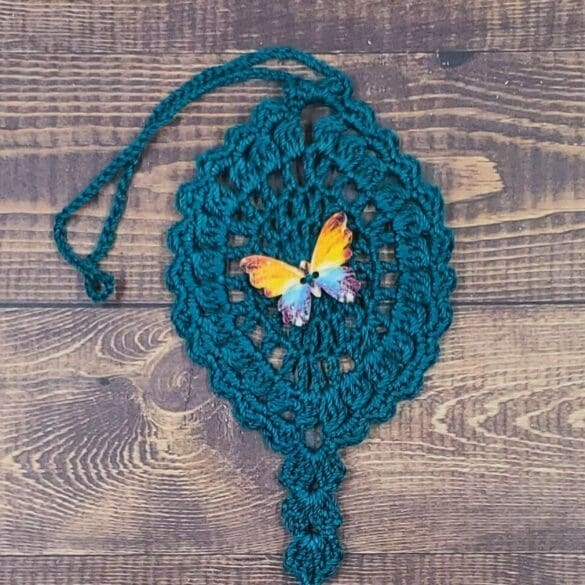 Watercolor Rainbow Butterfly on Peacock Green Flutter Charm