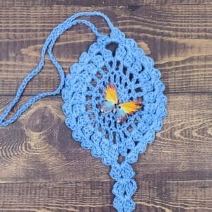 Watercolor Rainbow Butterfly on Cornflower Blue Flutter Charm