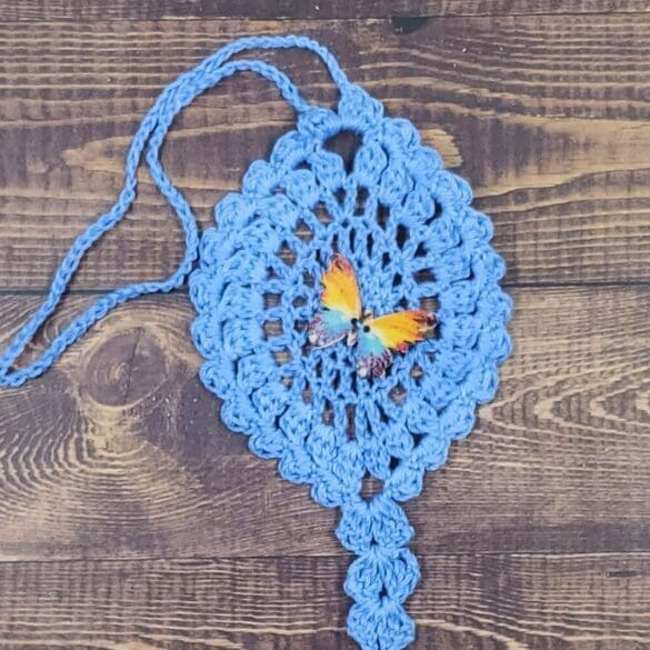 Watercolor Rainbow Butterfly on Cornflower Blue Flutter Charm
