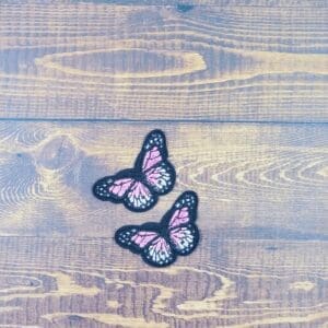 Set of Two Mini Embroidered Iron-On Butterfly Patches