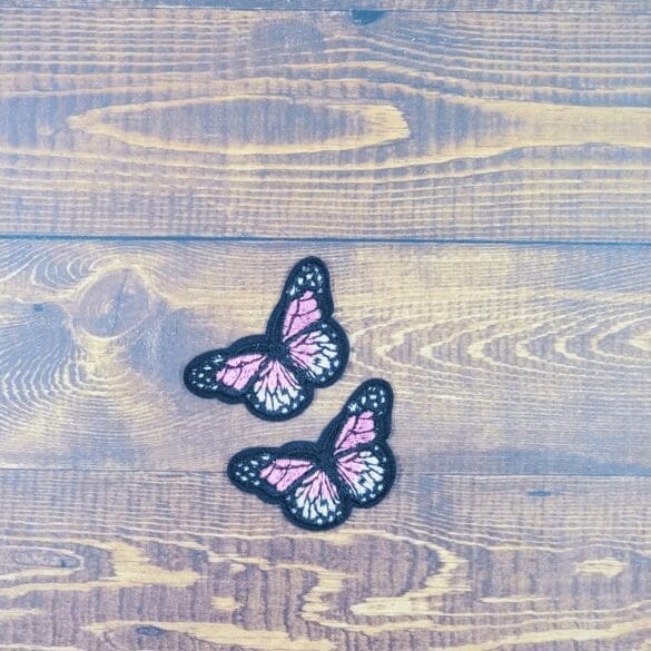 Set of Two Mini Embroidered Iron-On Butterfly Patches