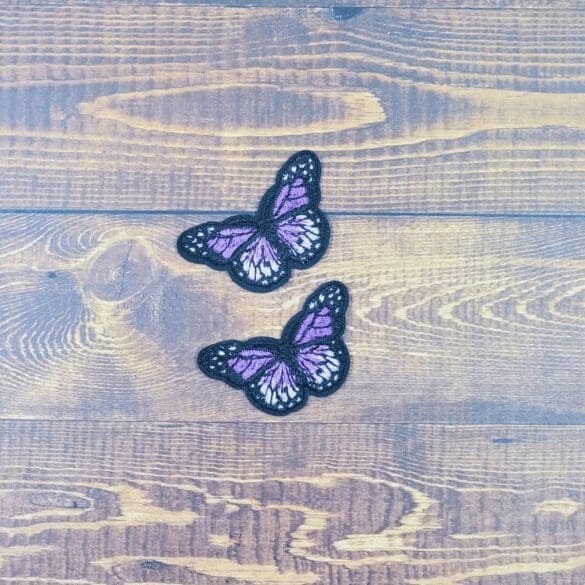 Set of Two Mini Embroidered Iron-On Butterfly Patches