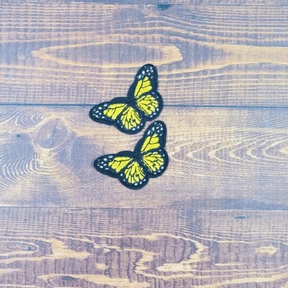 Set of Two Mini Embroidered Iron-On Butterfly Patches